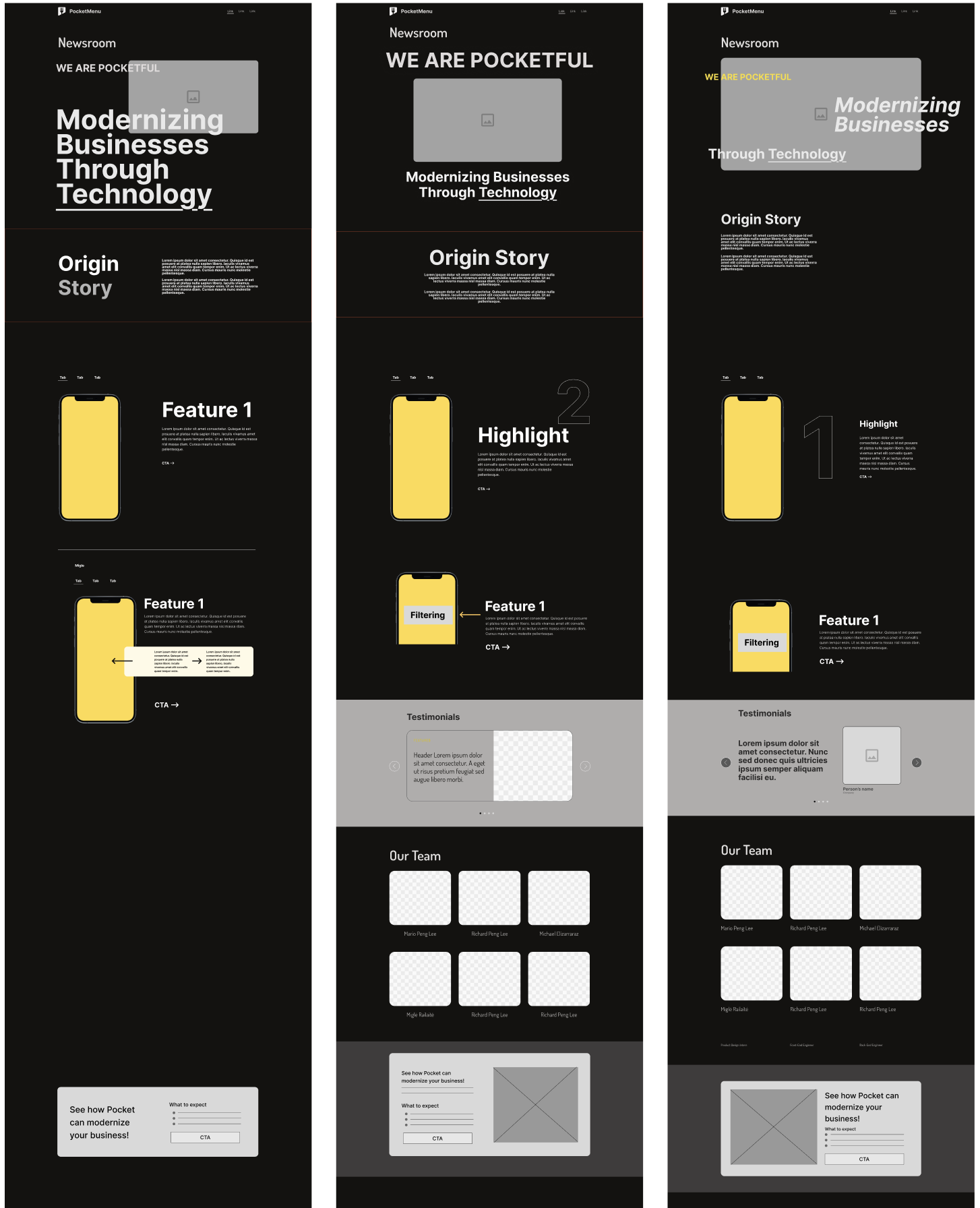 Low-fidelity designs